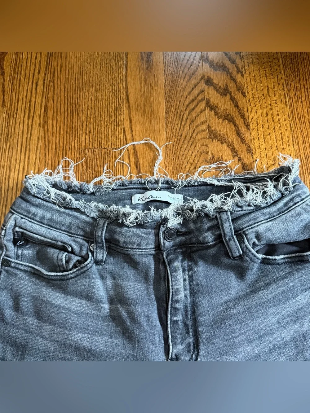 Kan Can Black Frayed Edge Denim Jeans Size 29